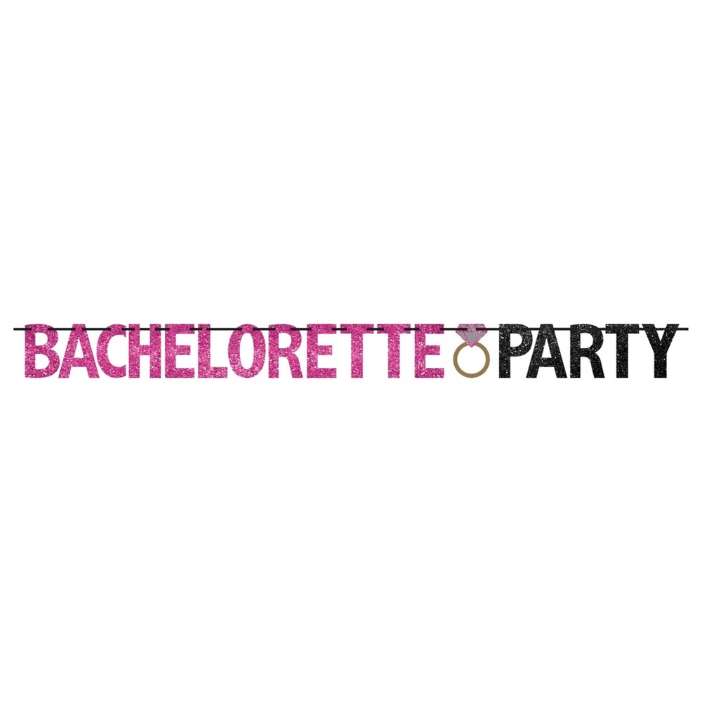 NWT Party City Pink & Black Glitter Bachelorette Party Letter Banner